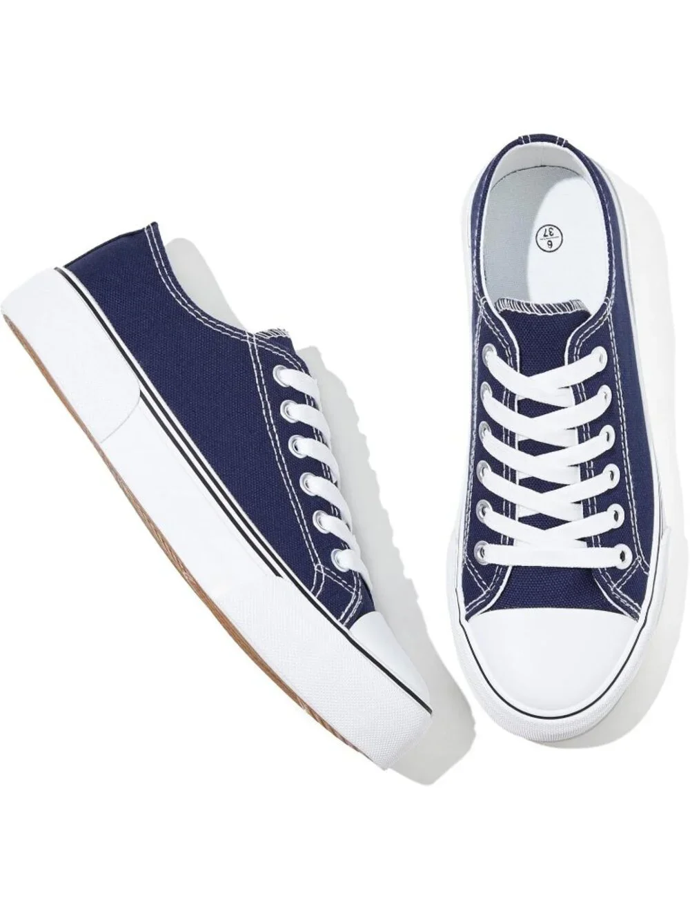 Women's Navy Lightweight Low Top Lace Up Casual Fashion Walking Sneakers